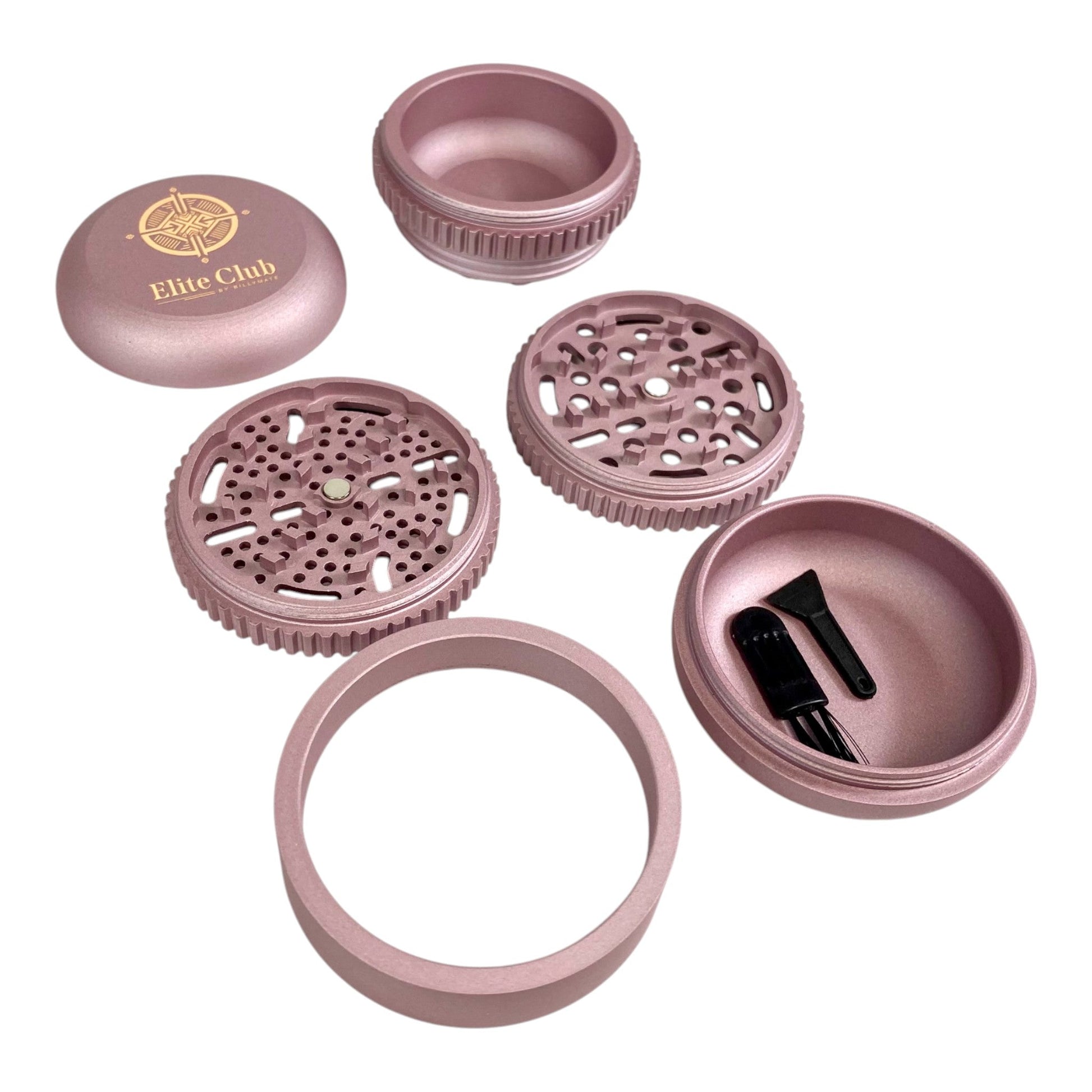 Elite Club Adjustable Herb Grinder 63mm Rose – Fine & Coarse Plates - The Bong Baron