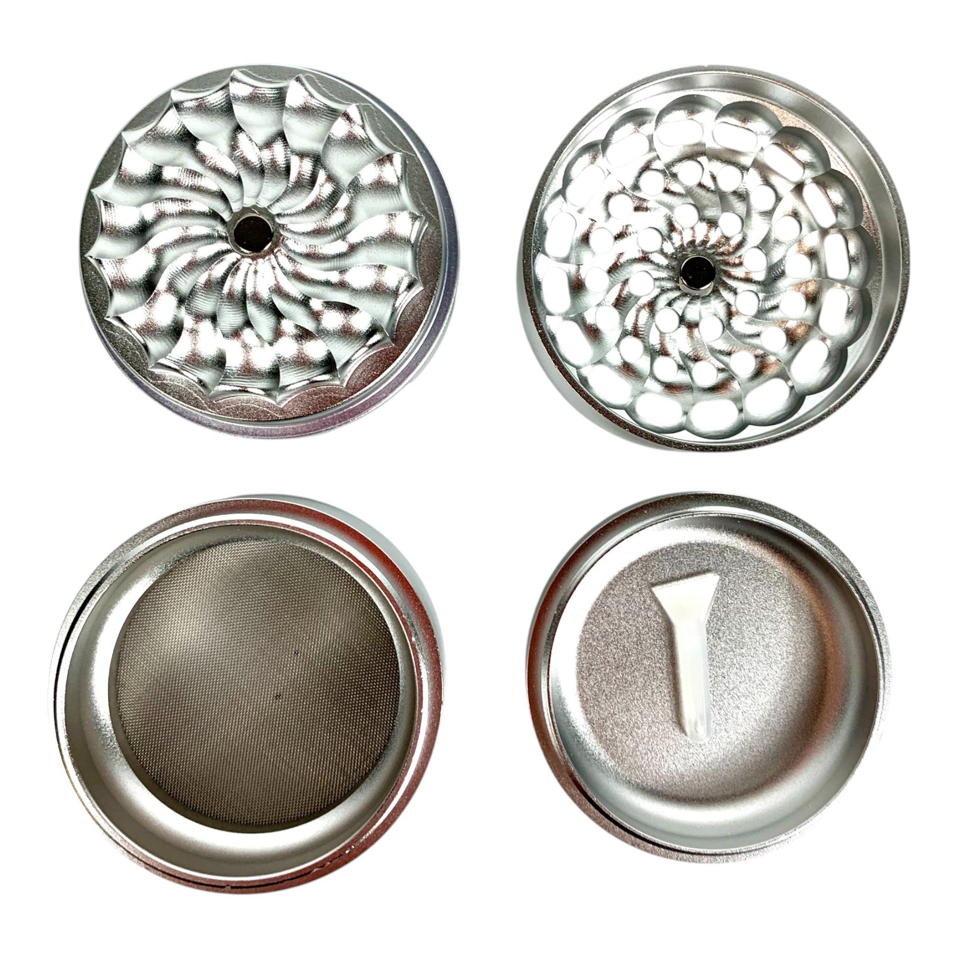 Elite Petal Tooth Grinder 63mm Silver - The Bong Baron
