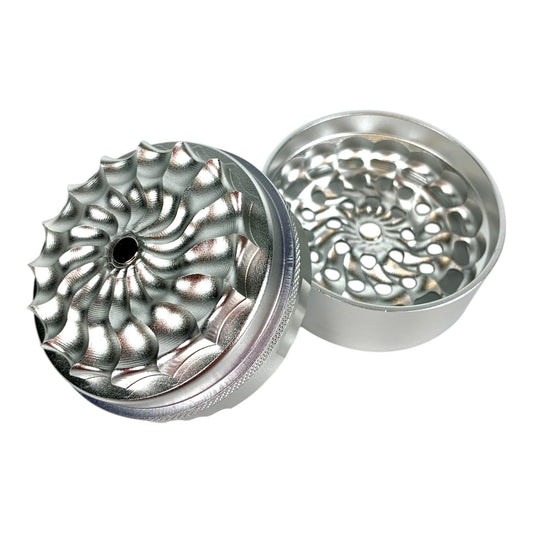 Elite Petal Tooth Grinder 63mm Silver - The Bong Baron