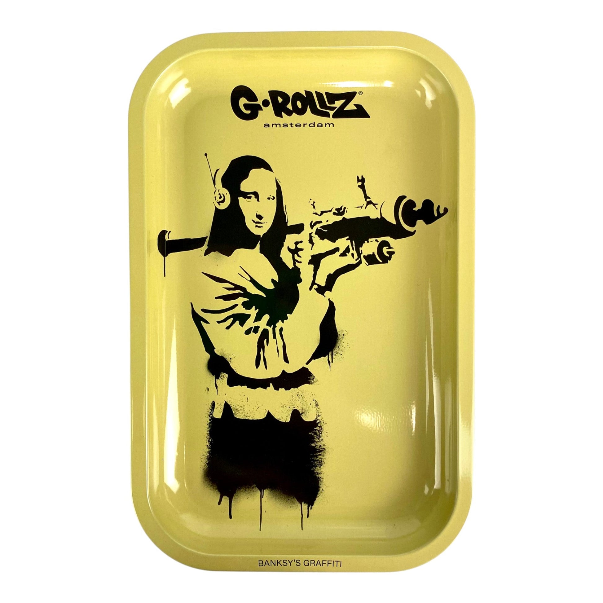 G Rolls - Banksy Armed Mona Large Rolling Tray 27 x 17cm - The Bong Baron