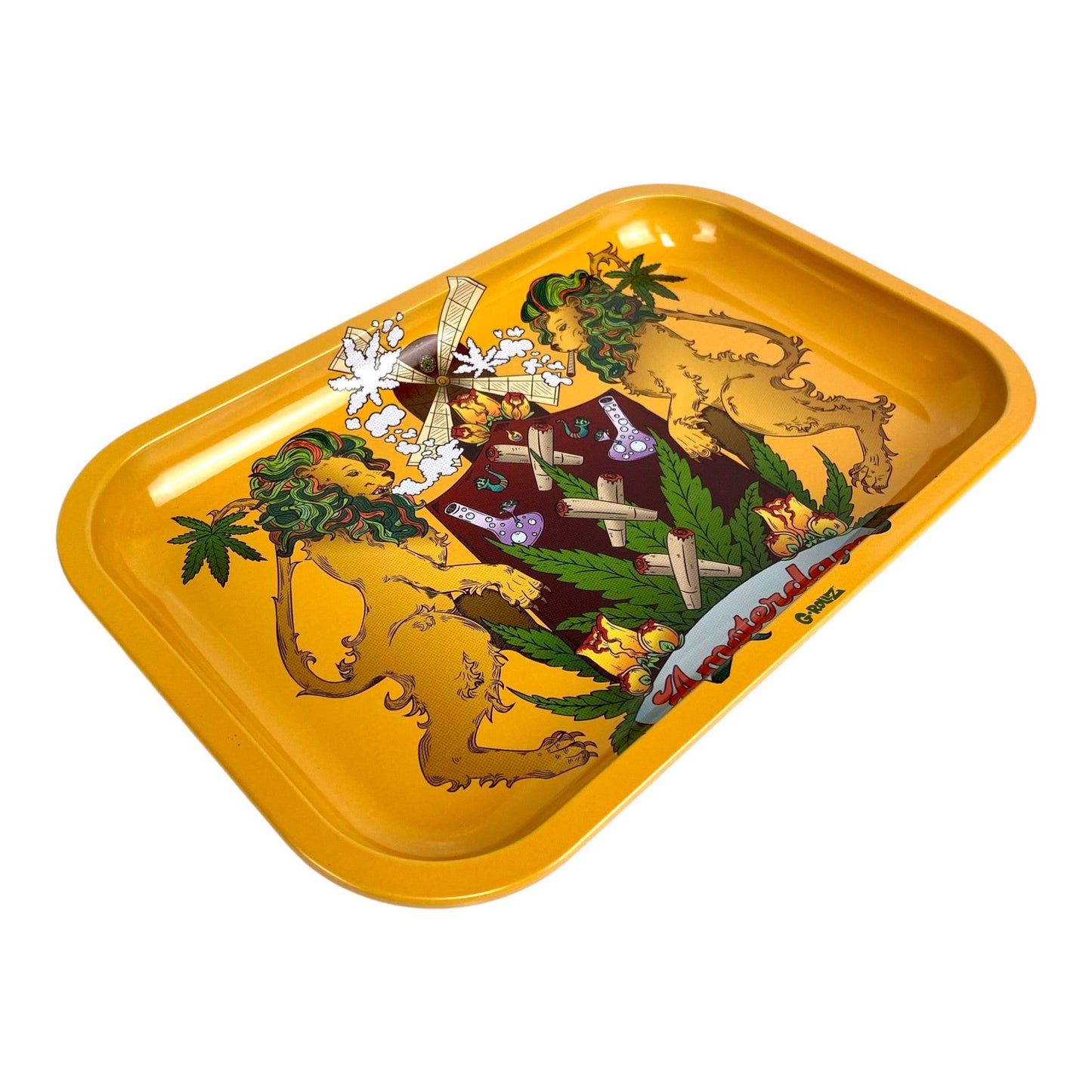 G Rollz Canna Lion Large Rolling Tray 27 x 17cm - The Bong Baron