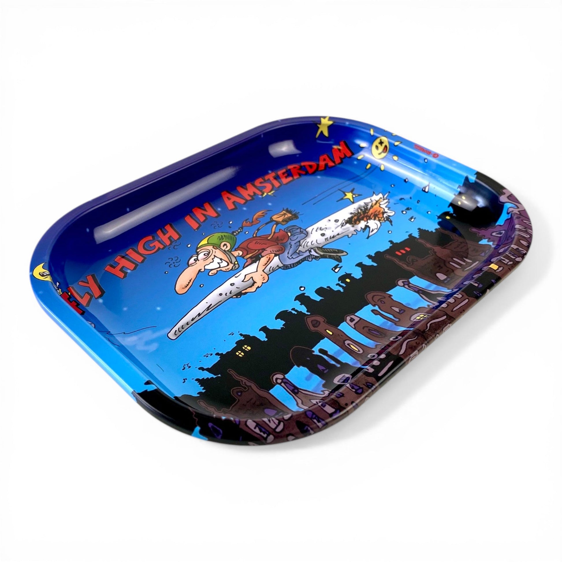 G Rollz - Fly High in Amsterdam Rolling Tray 18 x 14cm - The Bong Baron