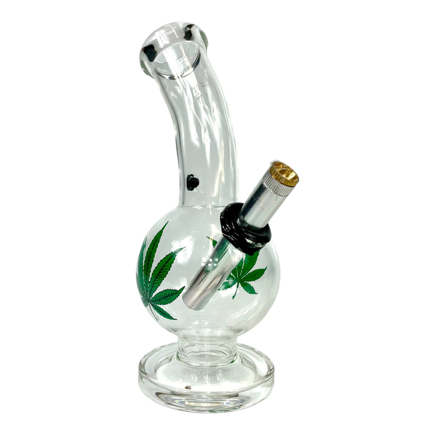 Glass Bottom Bonza Bong 22cm Weed Leaf - The Bong Baron