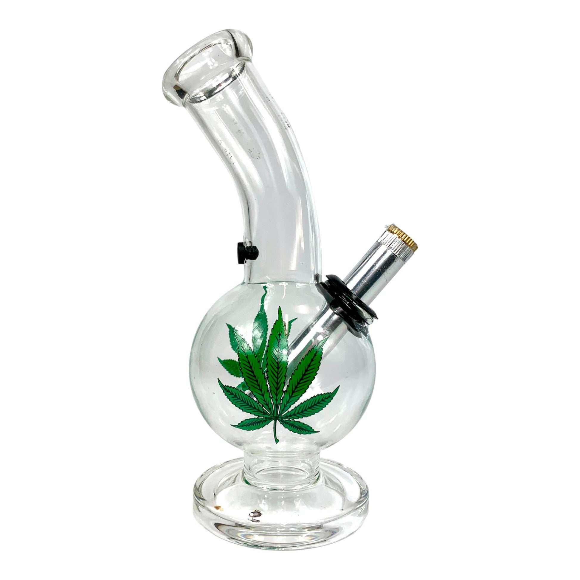 Glass Bottom Bonza Bong 22cm Weed Leaf - The Bong Baron