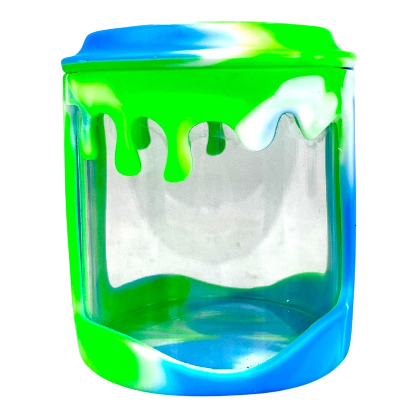 Glass Dab and Bud Jar with Dripping Silicone Wrap 60ml - The Bong Baron