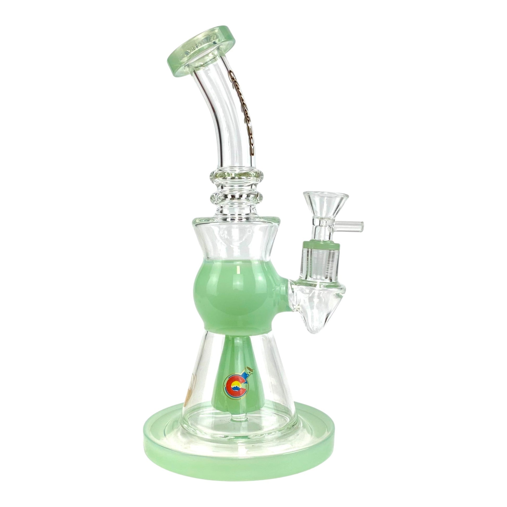 Glass Lab 303 Shower Perc Bong and Dab Rig 24cm Green - The Bong Baron