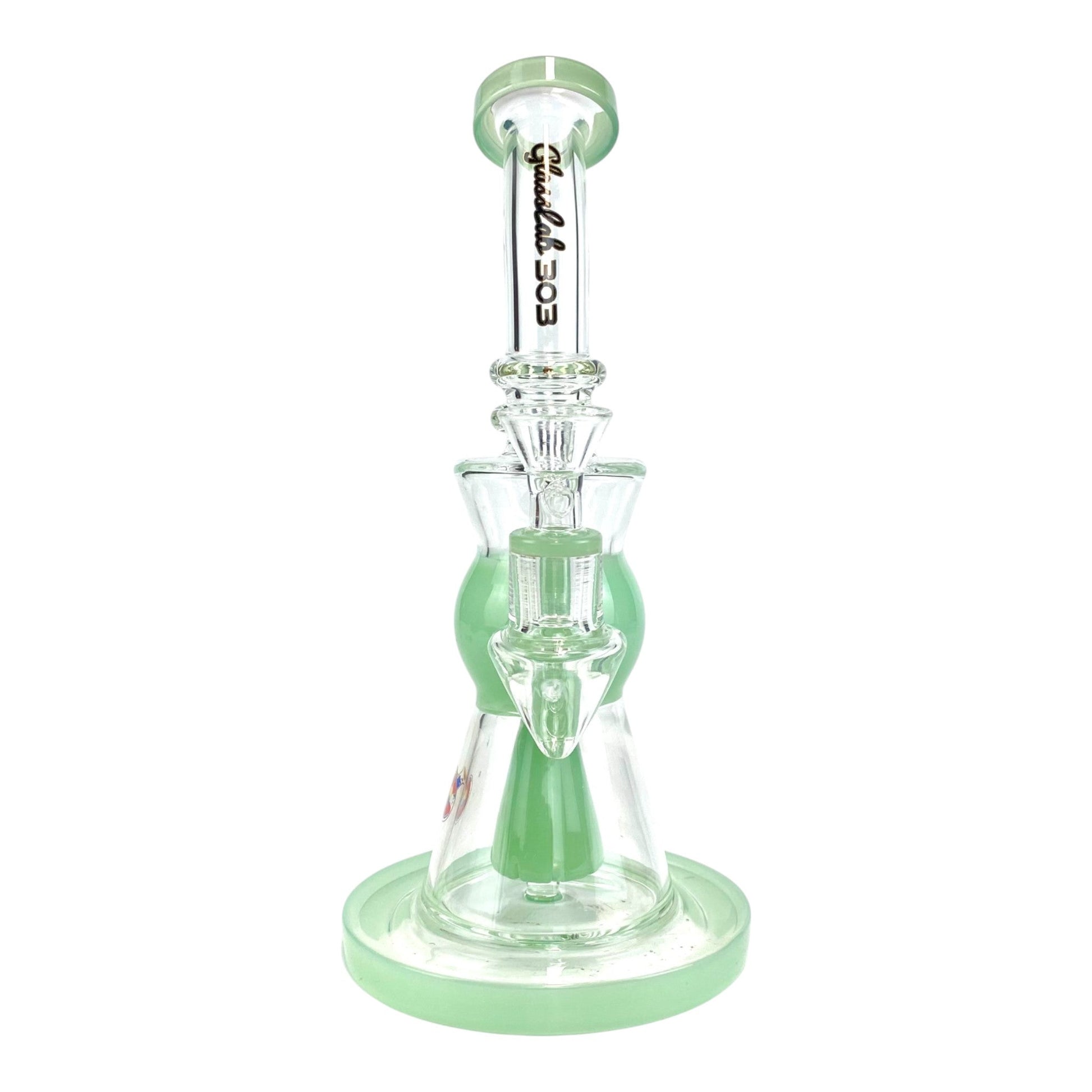 Glass Lab 303 Shower Perc Bong and Dab Rig 24cm Green - The Bong Baron