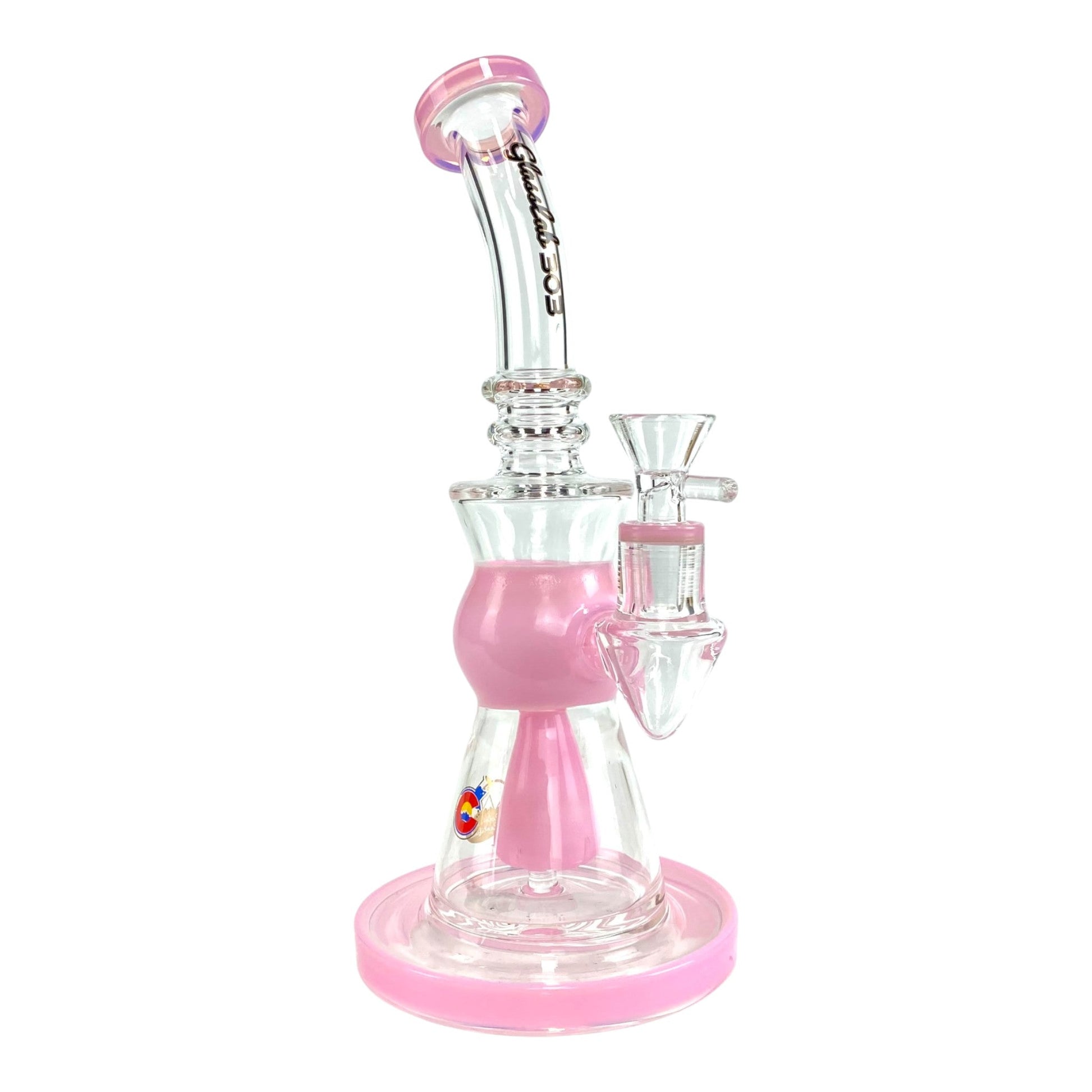 Glass Lab 303 Shower Perc Bong and Dab Rig 24cm Pink - The Bong Baron