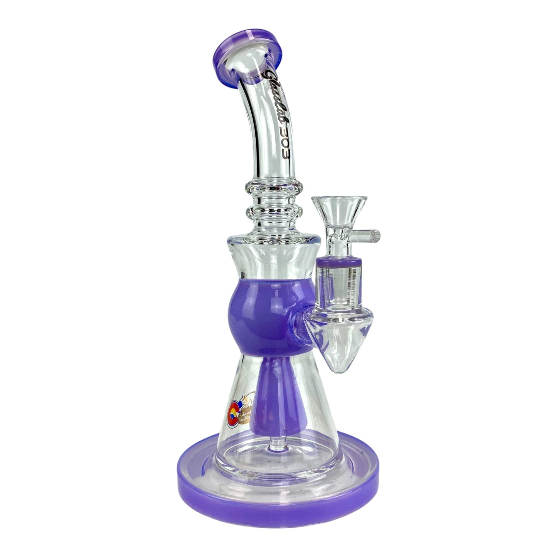 Glass Lab 303 Shower Perc Bong and Dab Rig 24cm Purple - The Bong Baron
