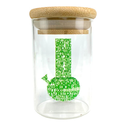 Glass Storage Jars with Bamboo Lid 9 x 5.5cm Various Designs - The Bong Baron