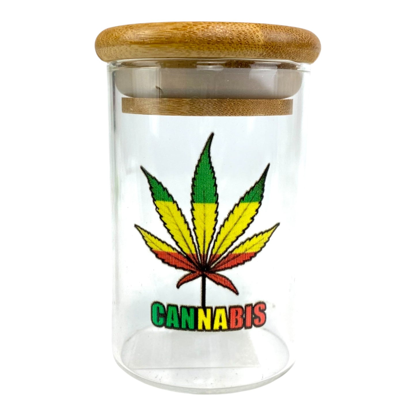 Glass Storage Jars with Bamboo Lid 9 x 5.5cm Various Designs - The Bong Baron