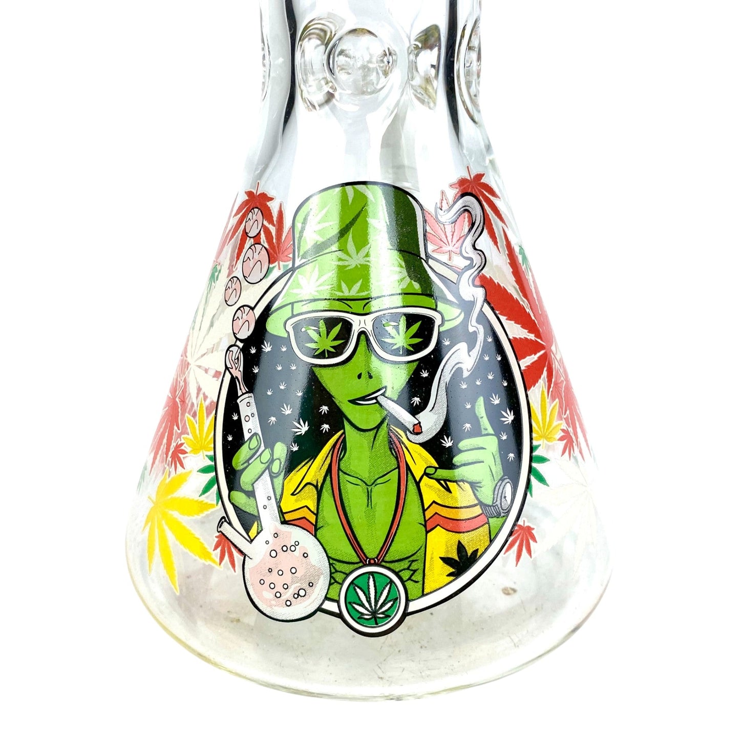 Glow in the Dark 7mm Alien Beaker Bong 35cm - The Bong Baron