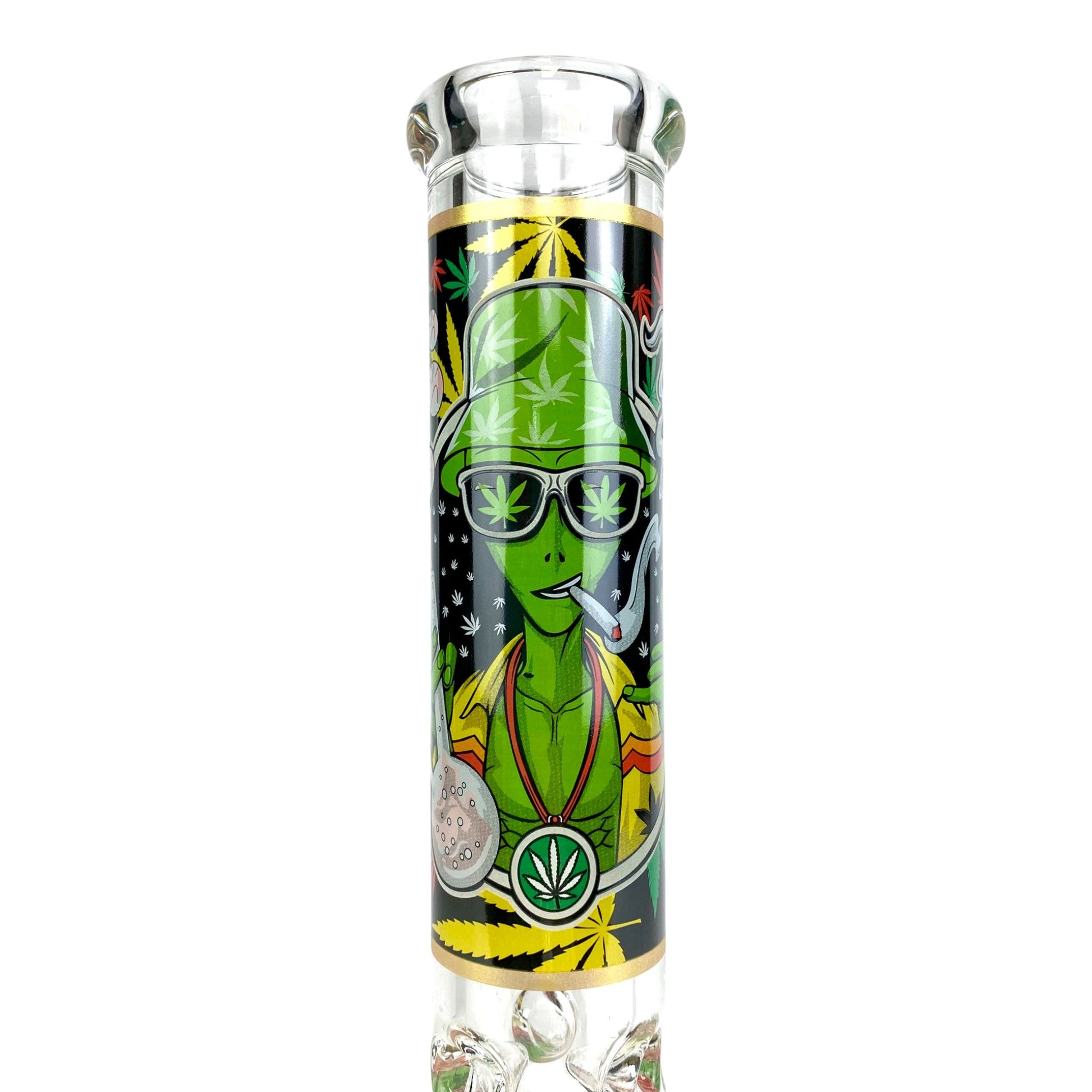 Glow in the Dark 7mm Alien Beaker Bong 35cm - The Bong Baron