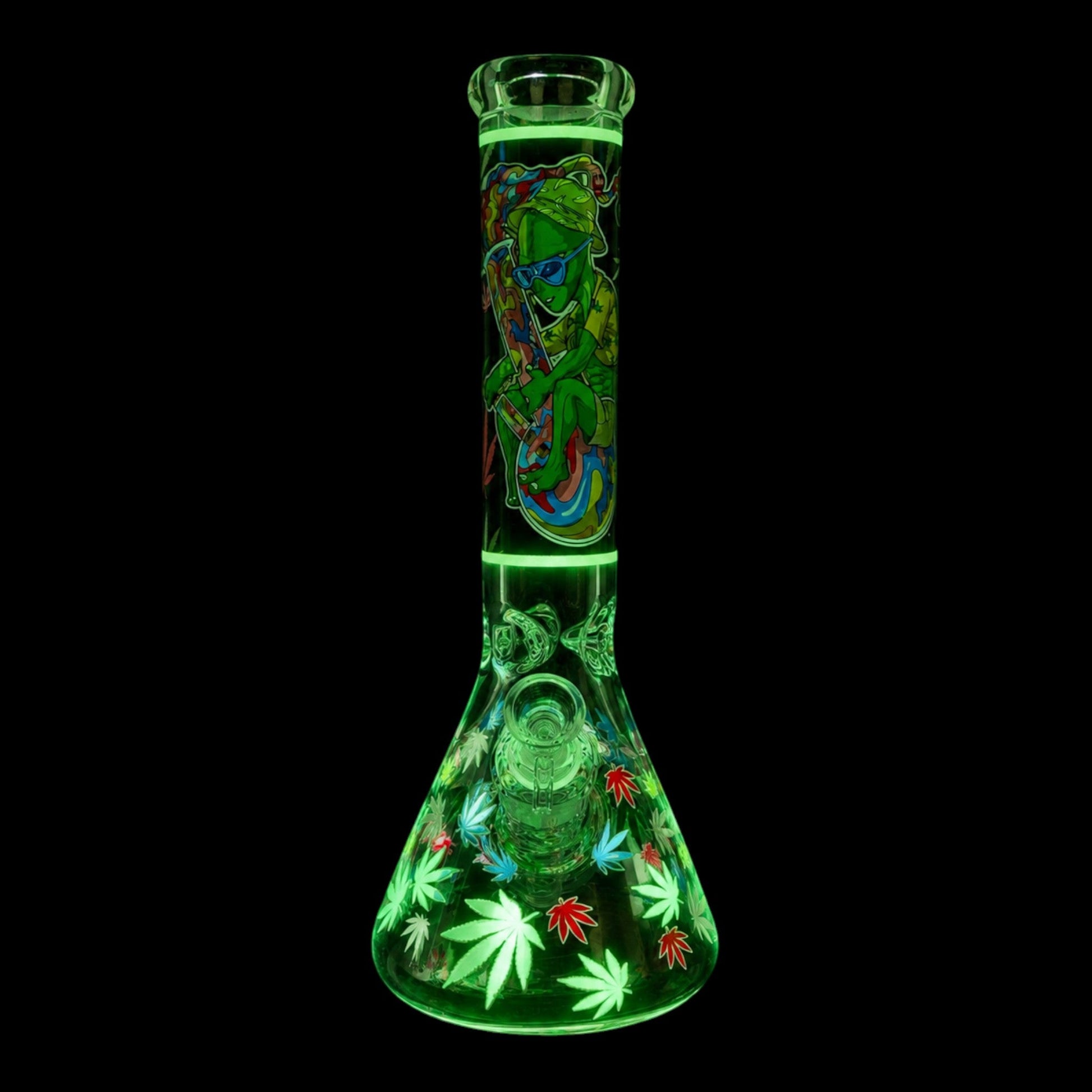 Glow in the Dark Alien Bong Ryder 7mm Beaker 35cm - The Bong Baron