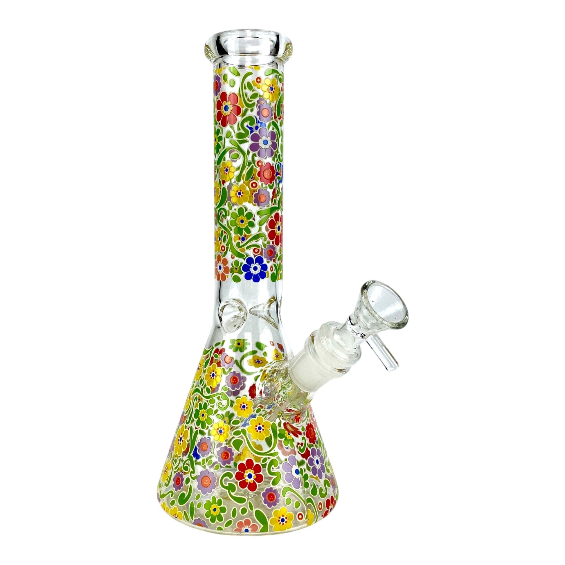 Glow in the Dark Flowers Beaker Bong 25cm - The Bong Baron