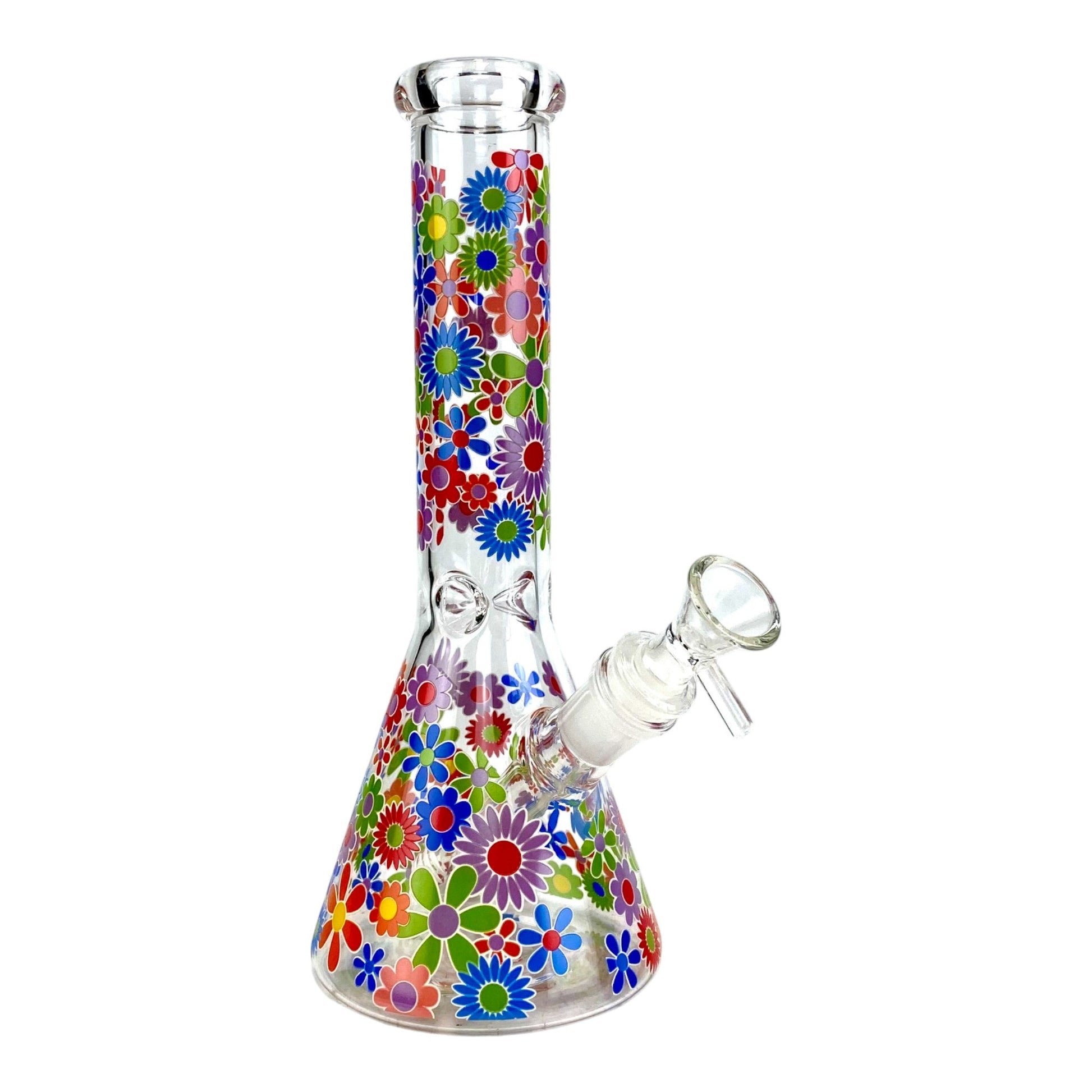 Glow in the Dark Flowers Beaker Bong 25cm - The Bong Baron