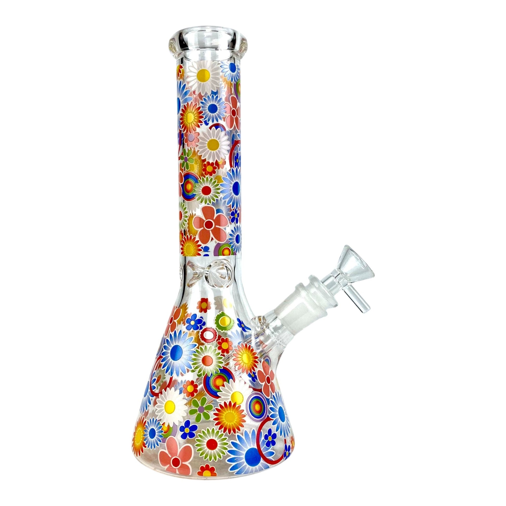 Glow in the Dark Flowers Beaker Bong 25cm - The Bong Baron