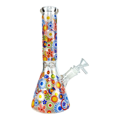 Glow in the Dark Flowers Beaker Bong 25cm - The Bong Baron
