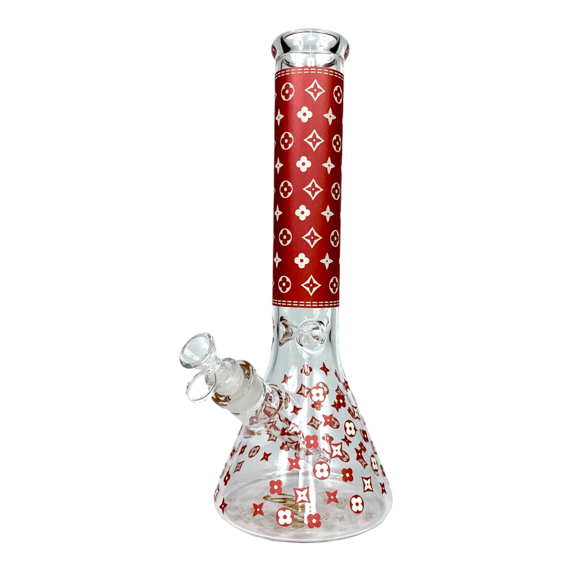 Glow in the Dark Louis Vuitton Beaker Bong 35cm Red - The Bong Baron