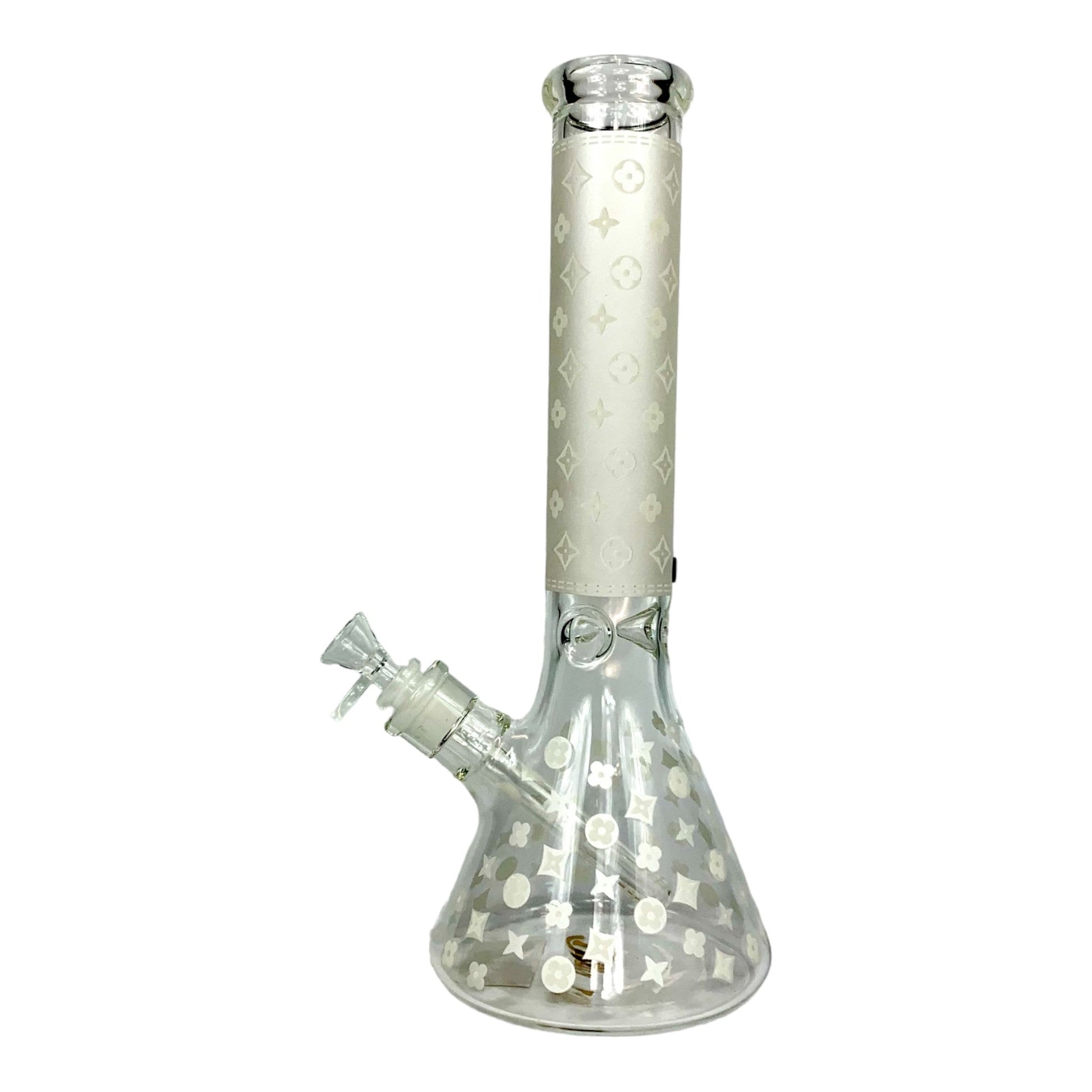 Glow in the Dark Louis Vuitton Beaker Bong 35cm White - The Bong Baron