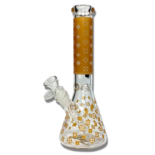 Glow in the Dark Orange Louis Vuitton Beaker Bong 25cm - The Bong Baron