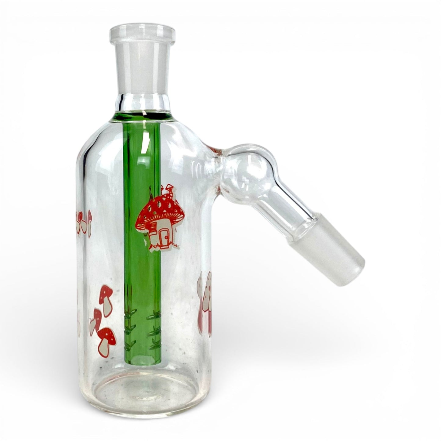 Glow in the Dark Red Mushroom Ash Catcher 14mm 45° - The Bong Baron