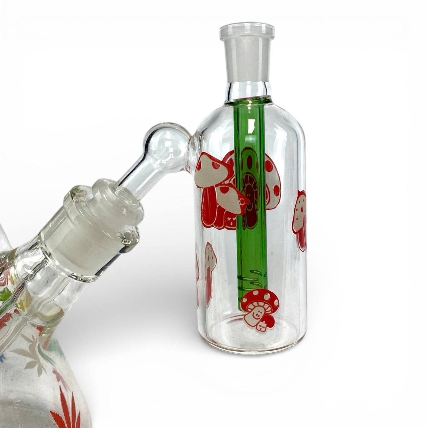 Glow in the Dark Red Mushroom Ash Catcher 14mm 45° - The Bong Baron