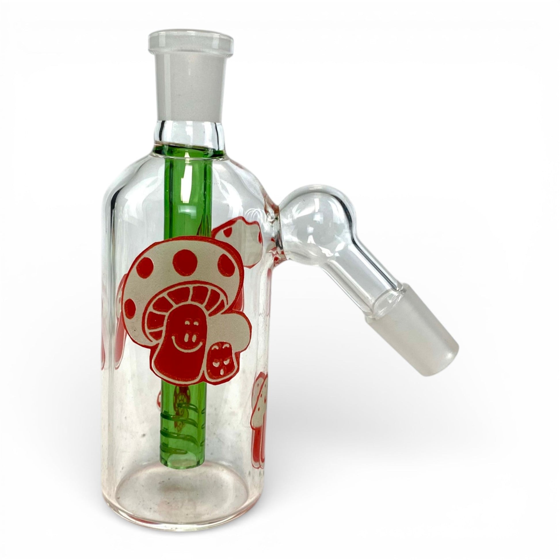 Glow in the Dark Red Mushroom Ash Catcher 14mm 45° - The Bong Baron