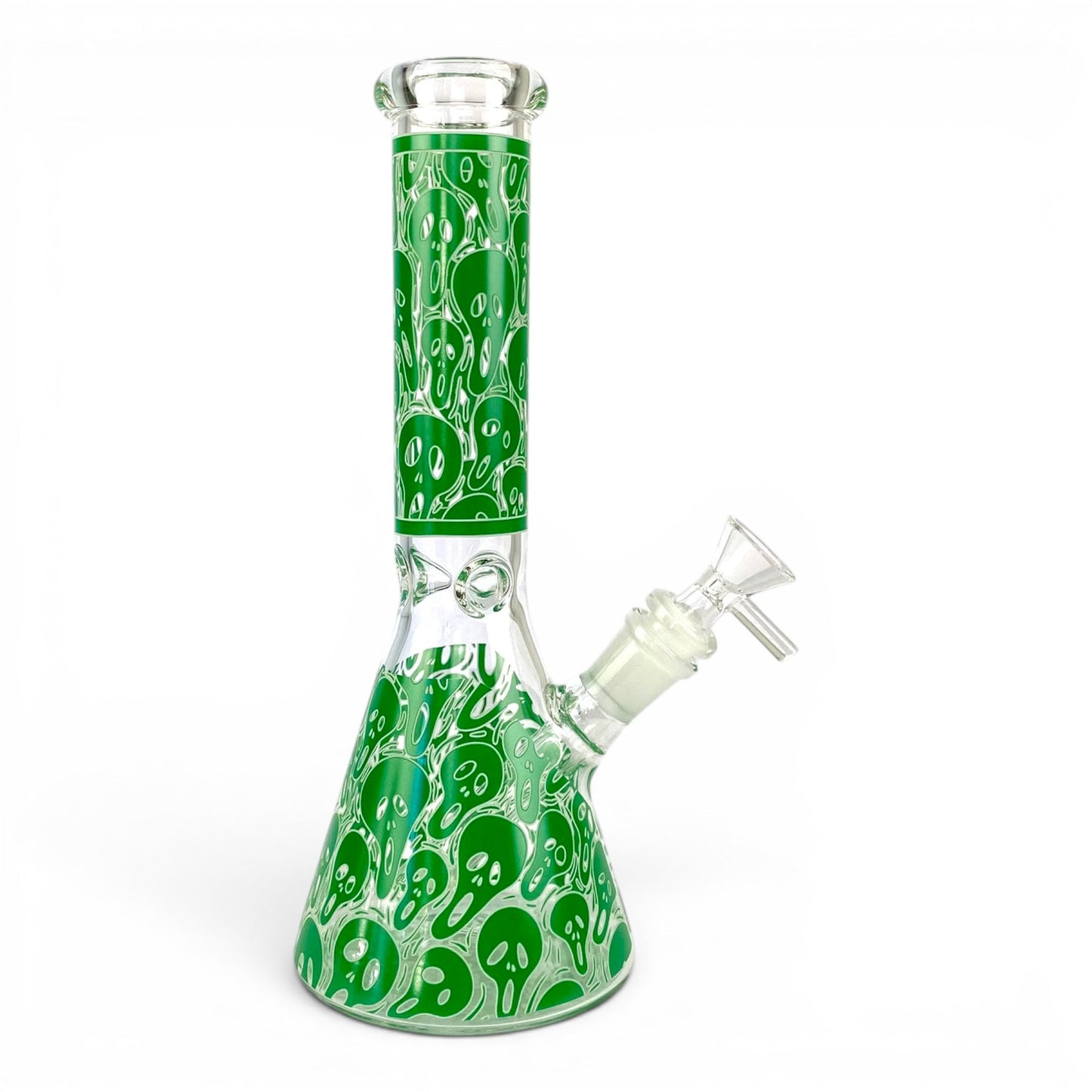 Glow in the Dark Skull Beaker Bong 25cm Green - The Bong Baron