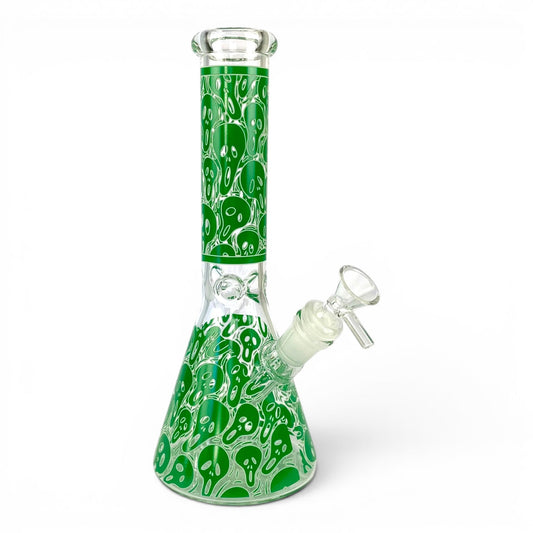 Glow in the Dark Skull Beaker Bong 25cm Green - The Bong Baron