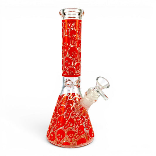 Glow in the Dark Skull Beaker Bong 25cm Orange - The Bong Baron