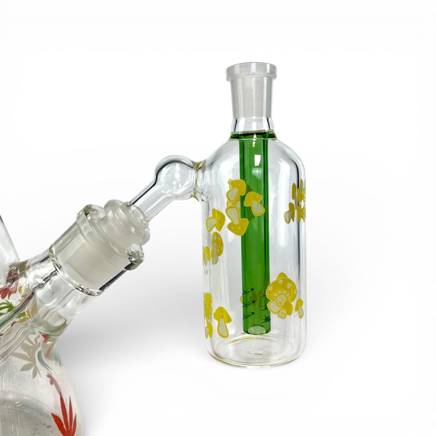 Glow in the Dark Yellow Mushroom Ash Catcher 14mm 45 Degree - The Bong Baron