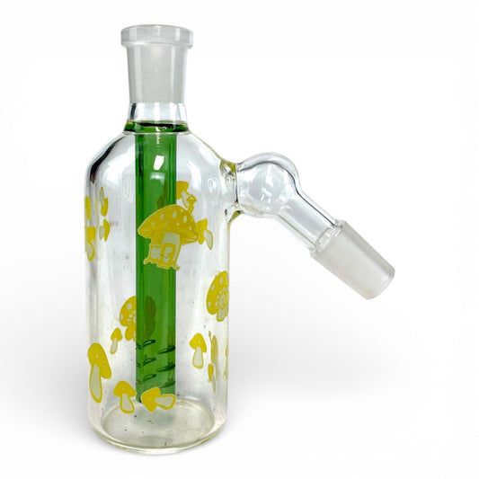 Glow in the Dark Yellow Mushroom Ash Catcher 14mm 45 Degree - The Bong Baron
