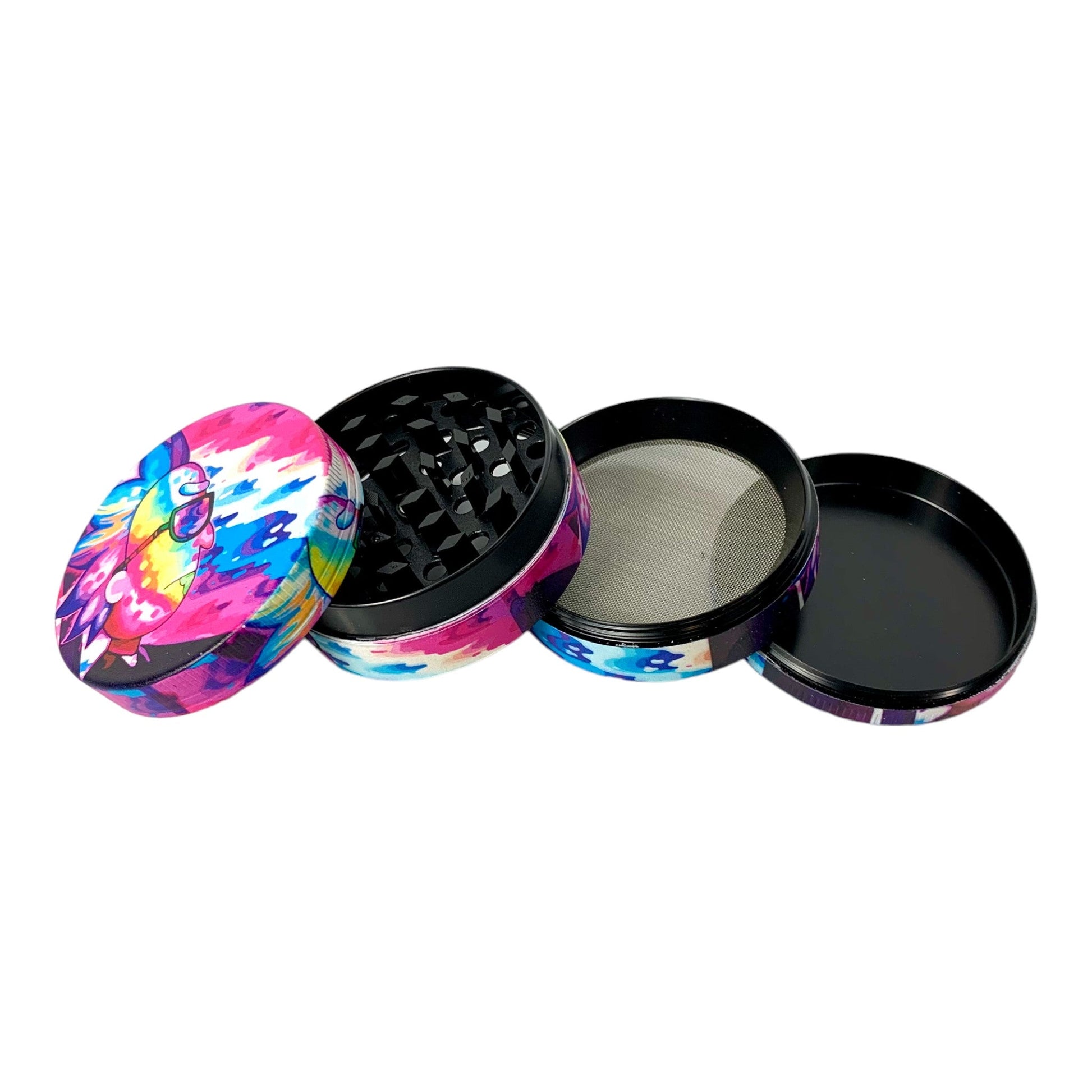 Herb Grinder 50mm 4 Piece with Rainbow Prints - The Bong Baron