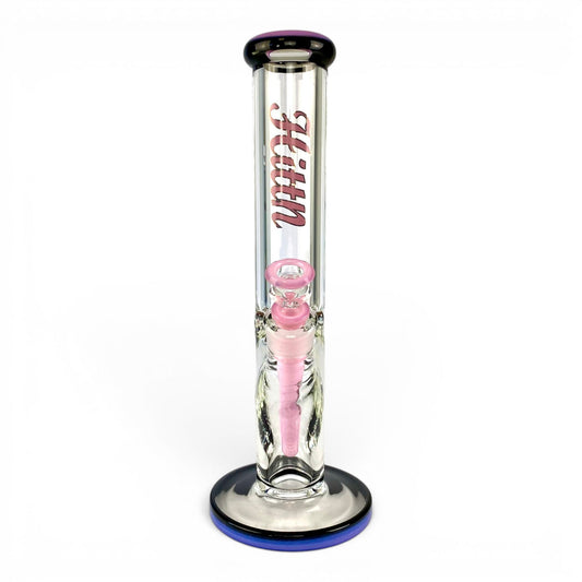 Hittn 9mm Thick Straight Tube Bong 35cm Pink - The Bong Baron