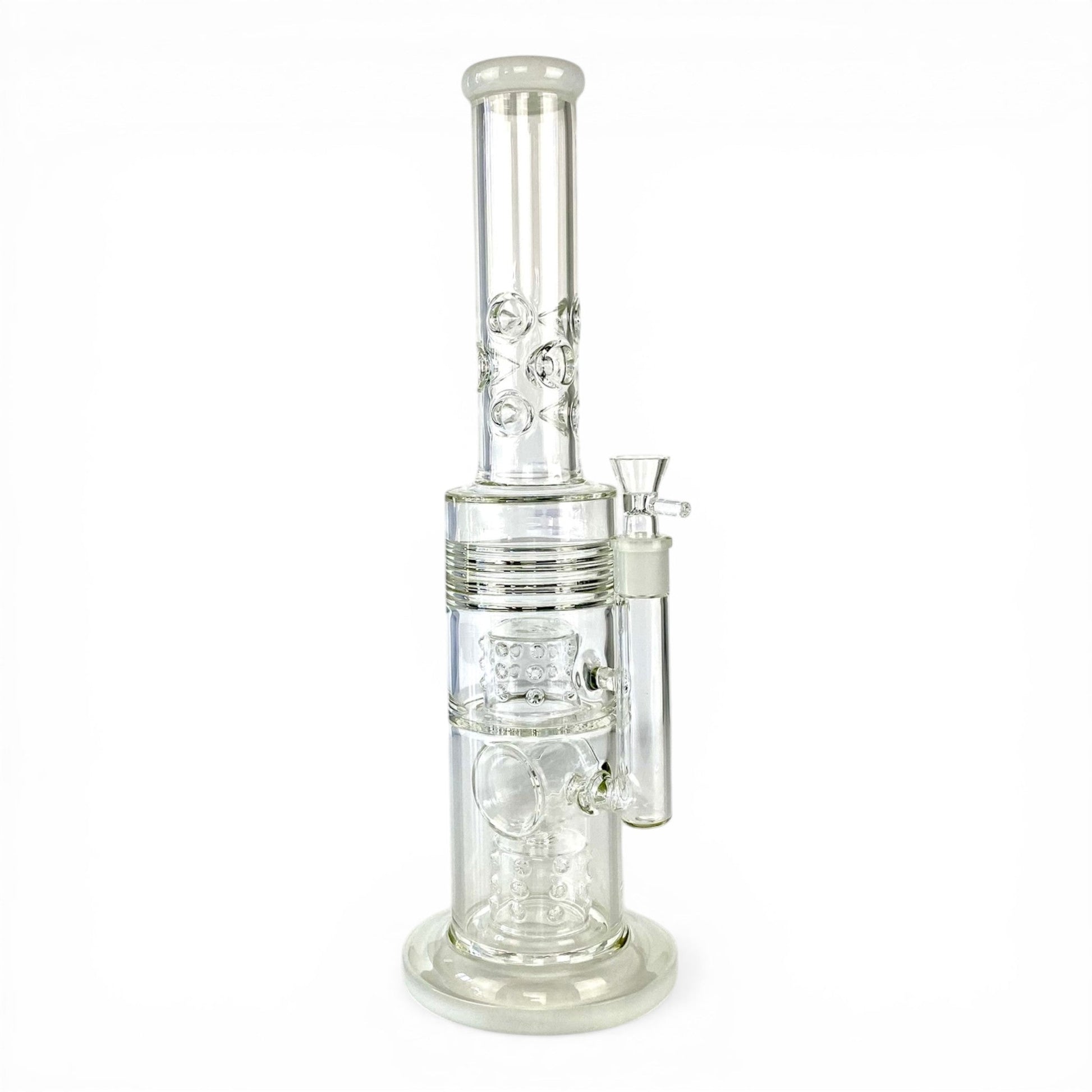 Hydra Dual Shower Perc Bong 43cm White - The Bong Baron