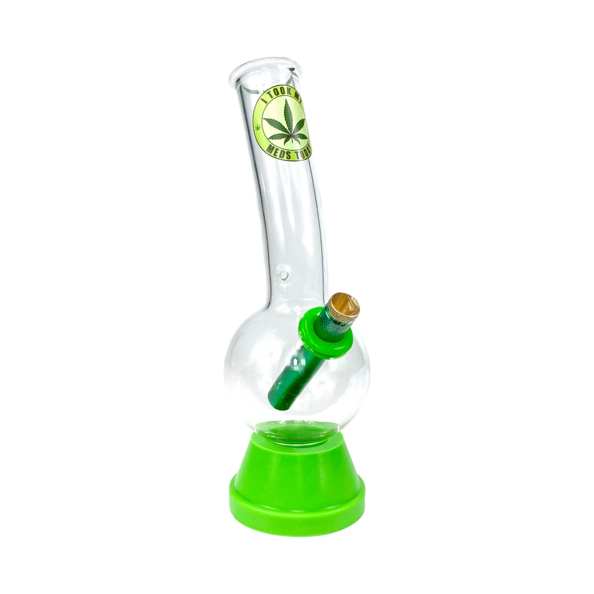 I Took My Meds Today Bubble Bong 25cm Green - The Bong Baron