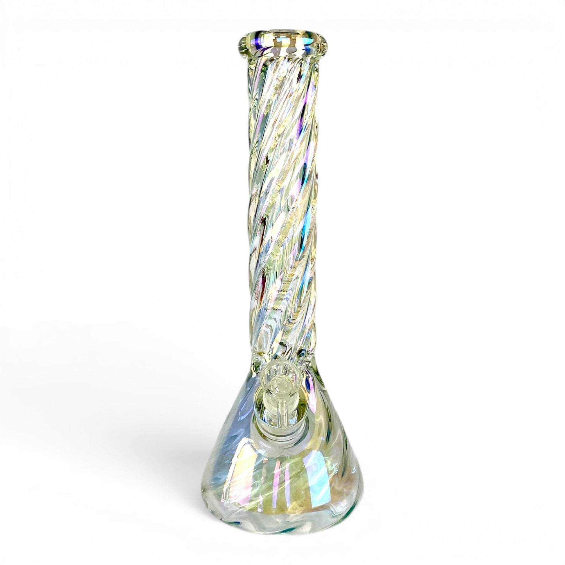 Iridescent Twisted Glass Beaker 35cm - The Bong Baron