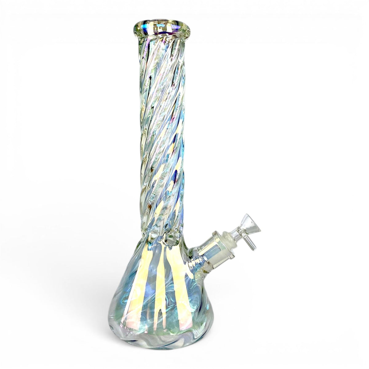 Iridescent Twisted Glass Beaker 35cm - The Bong Baron