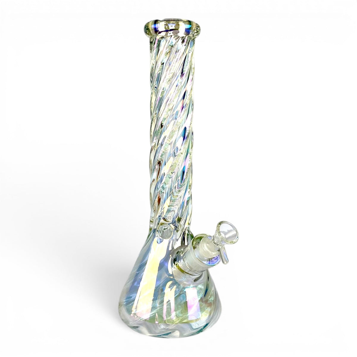 Iridescent Twisted Glass Beaker 35cm - The Bong Baron