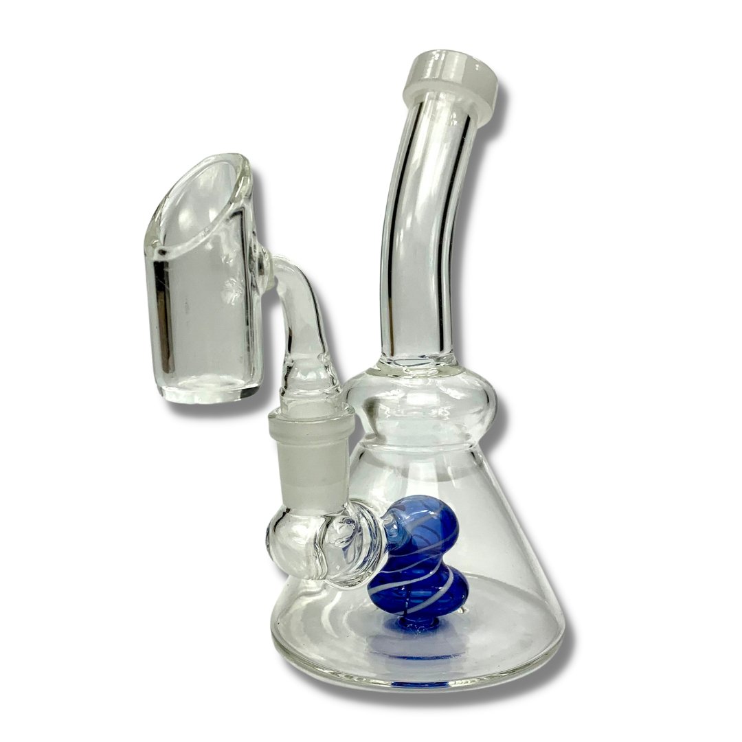 Lollipop Perc Dab Rig and Bong Blue and White 16cm - The Bong Baron