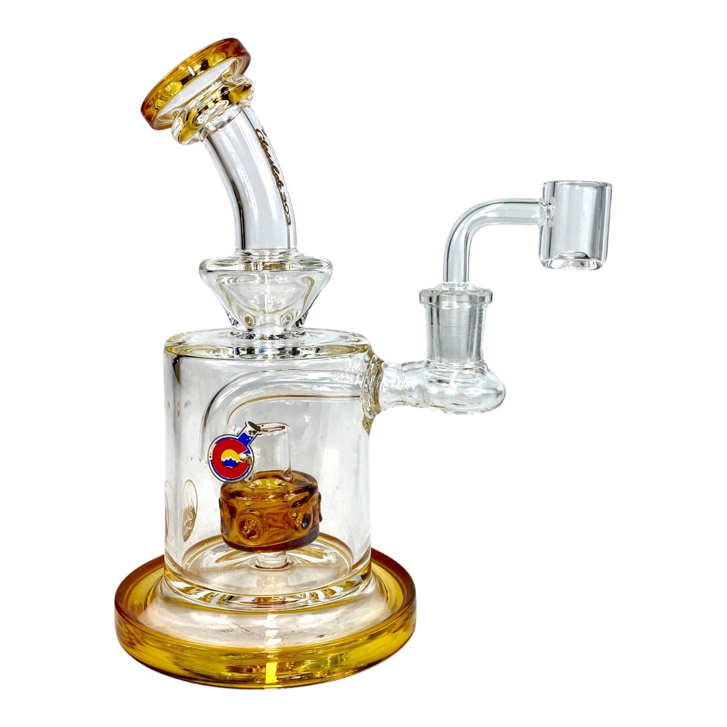 Matrix Perc Bong and Dab Rig – 18cm Amber - The Bong Baron