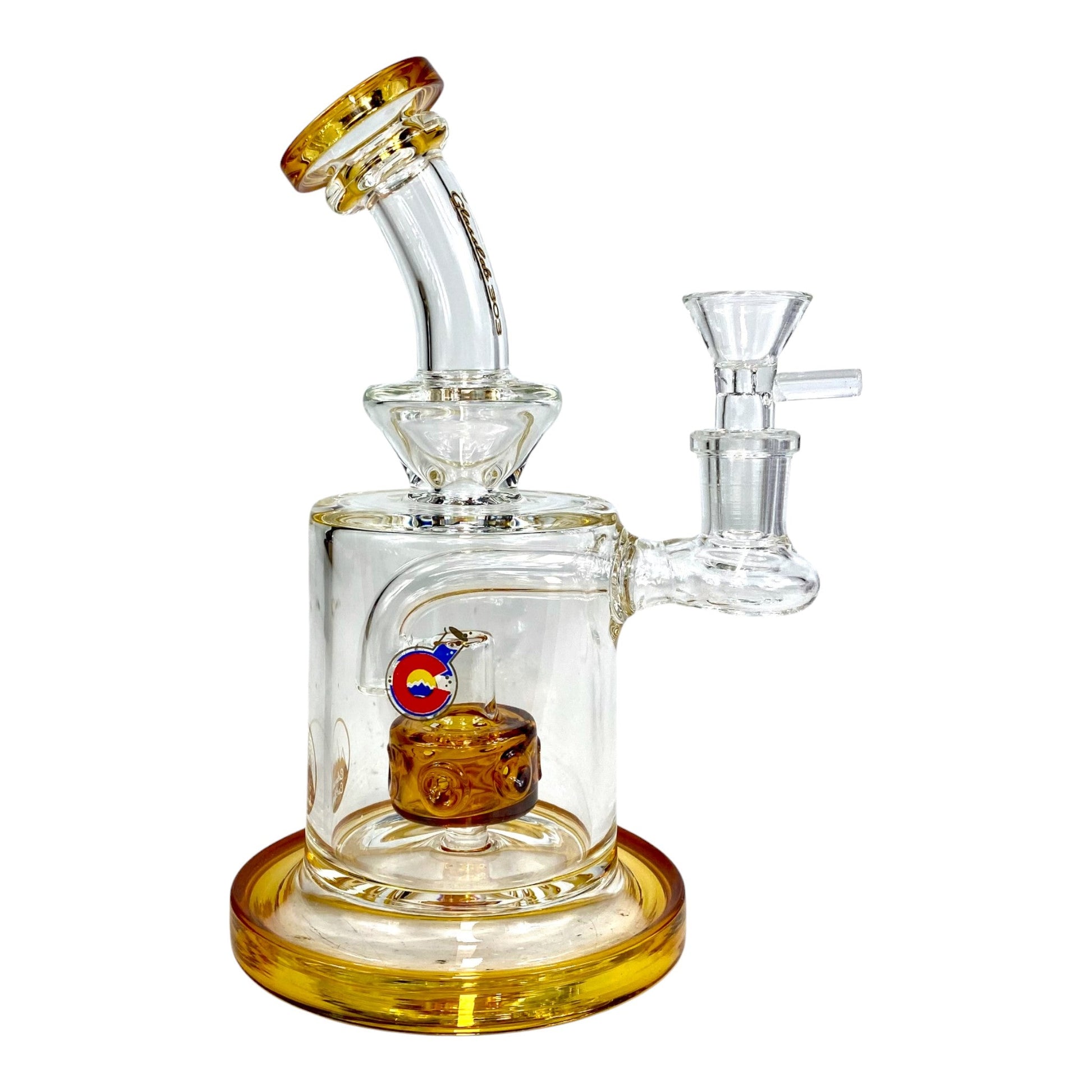 Matrix Perc Bong and Dab Rig – 18cm Amber - The Bong Baron