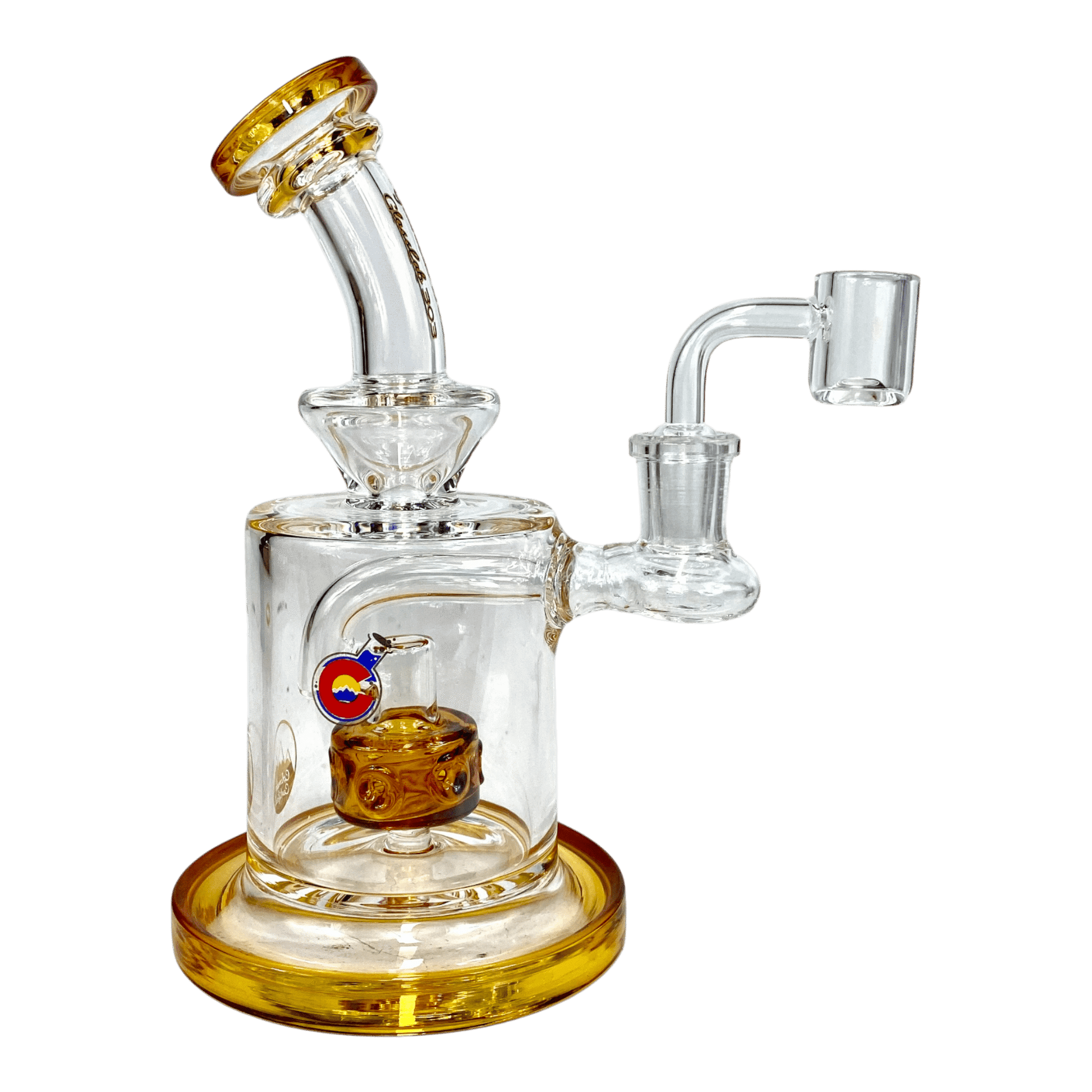 Matrix Perc Bong and Dab Rig – 18cm Amber - The Bong Baron