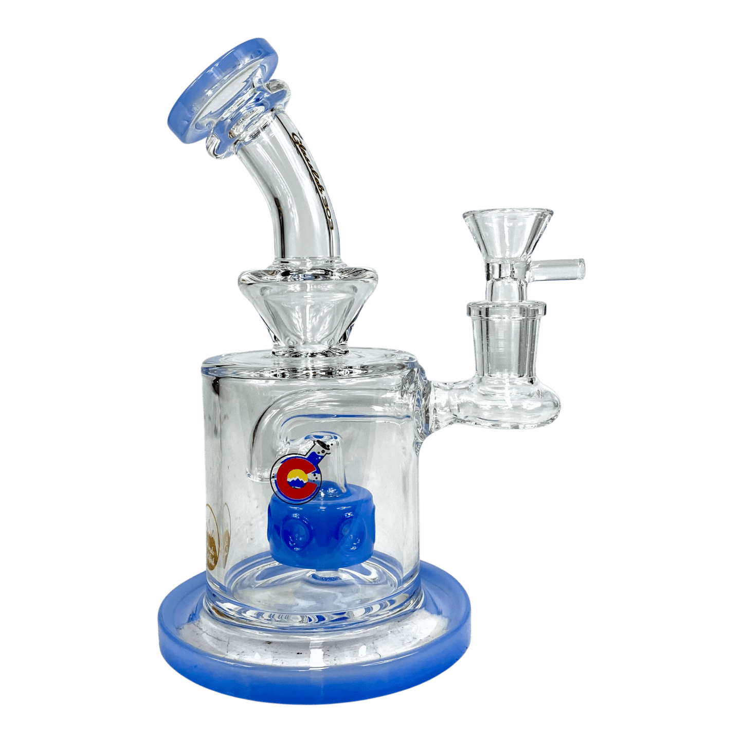 Matrix Perc Bong and Dab Rig – 18cm Milky Blue - The Bong Baron