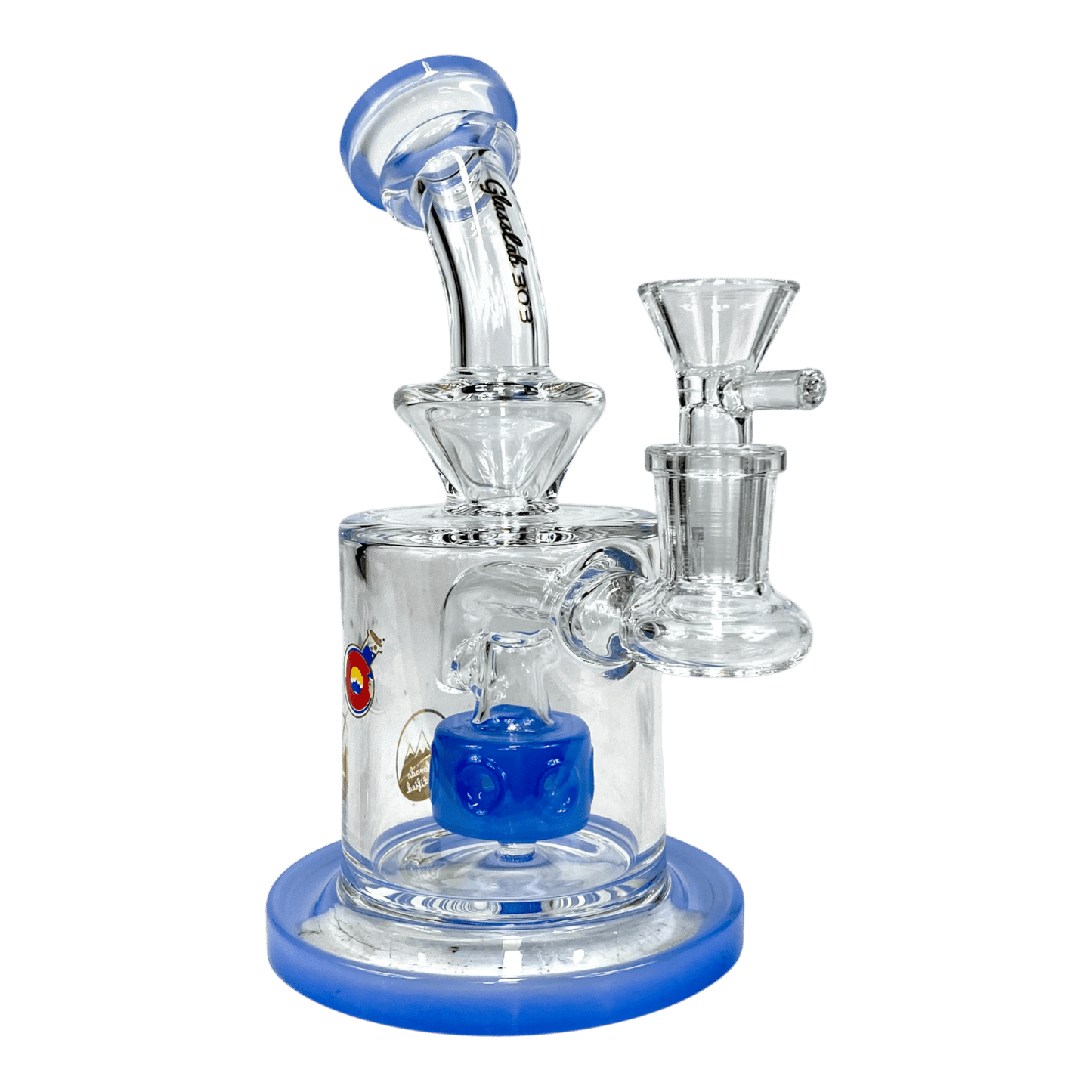 Matrix Perc Bong and Dab Rig – 18cm Milky Blue - The Bong Baron