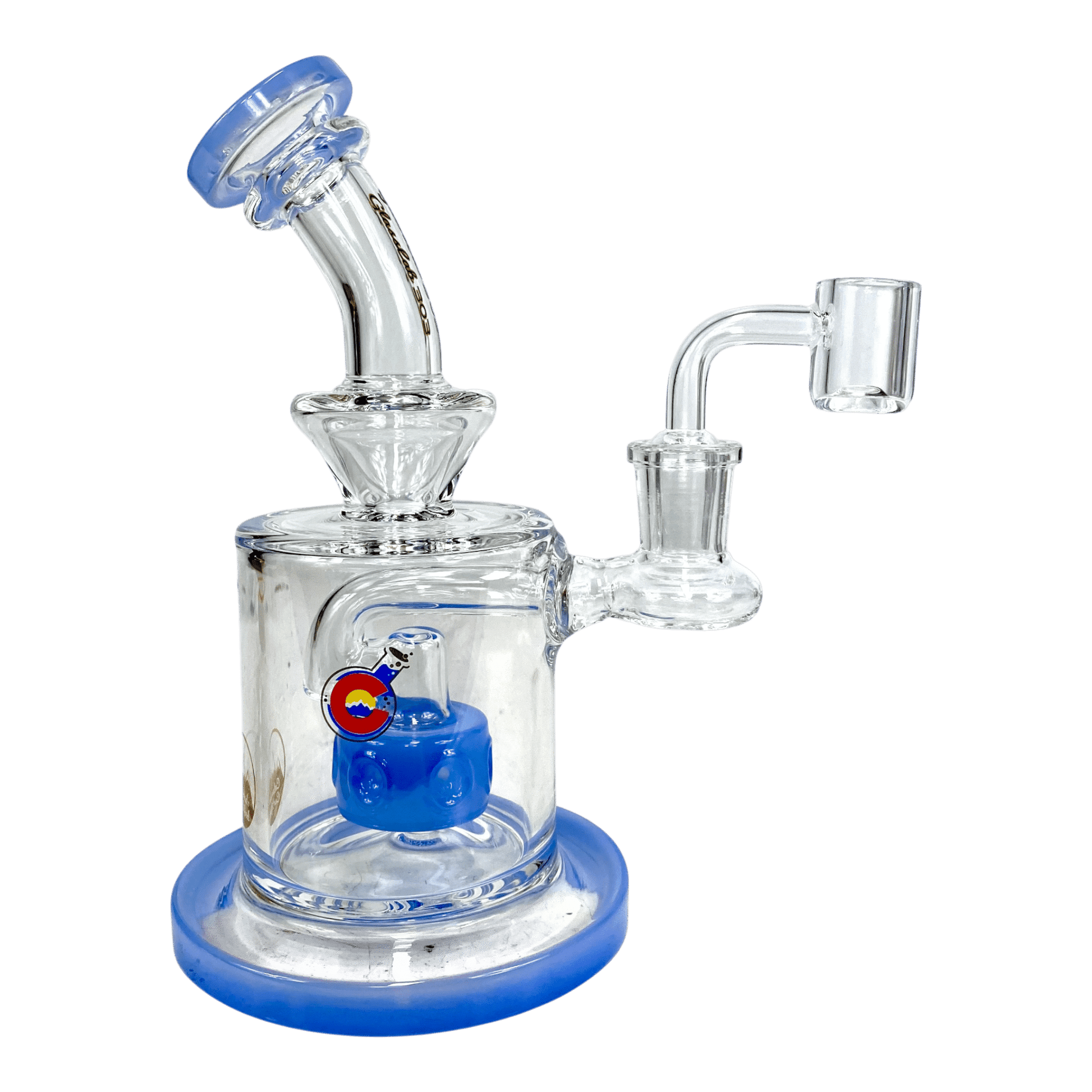 Matrix Perc Bong and Dab Rig – 18cm Milky Blue - The Bong Baron