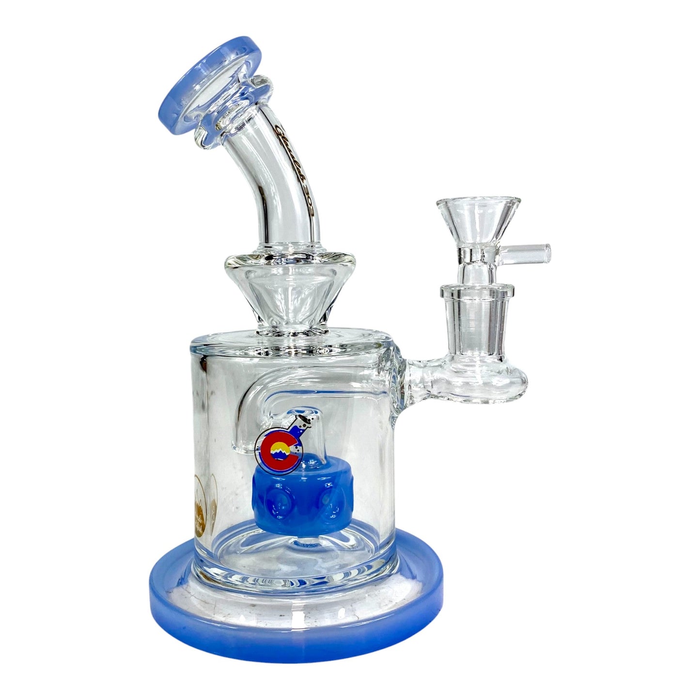 Matrix Perc Bong and Dab Rig – 18cm Milky Blue - The Bong Baron