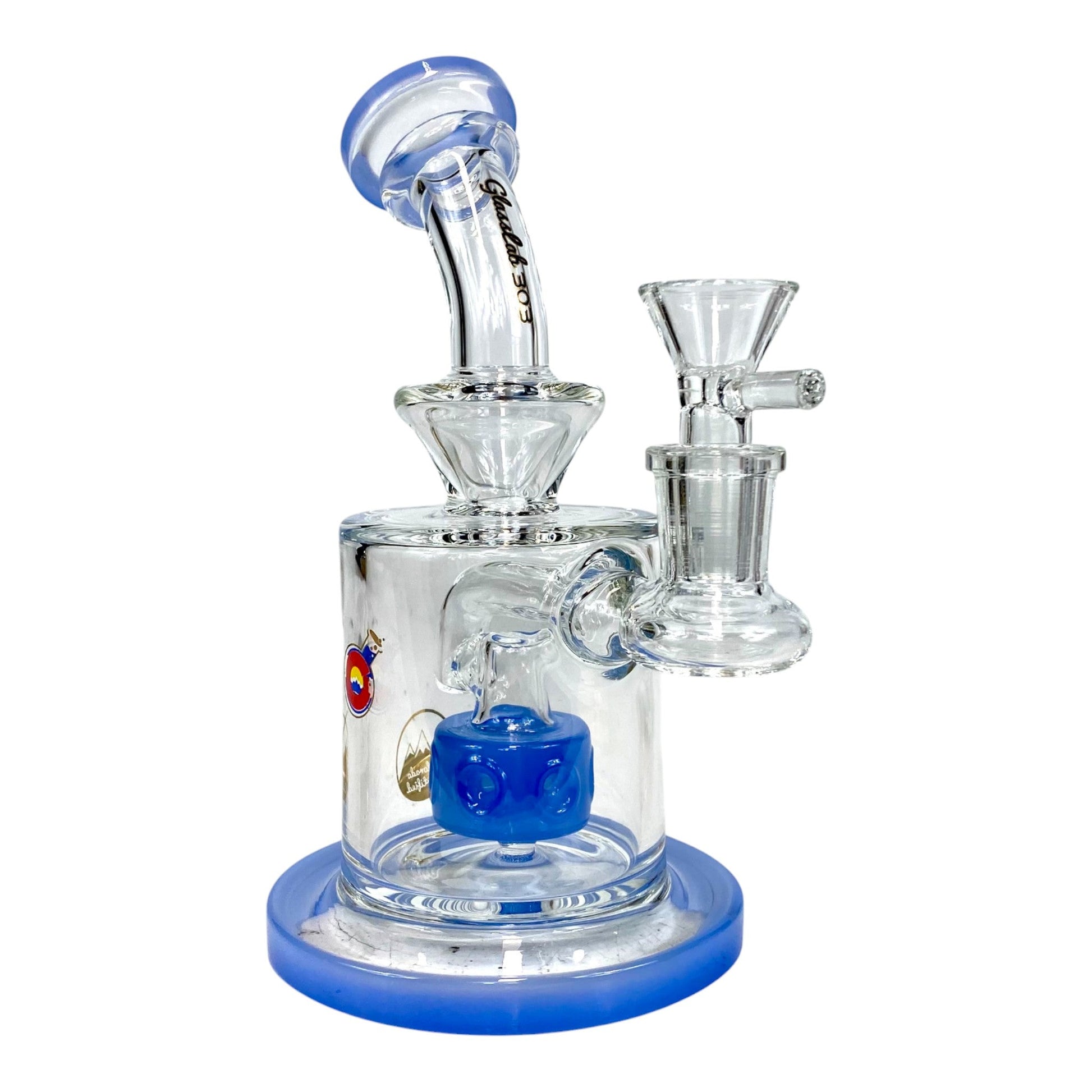 Matrix Perc Bong and Dab Rig – 18cm Milky Blue - The Bong Baron