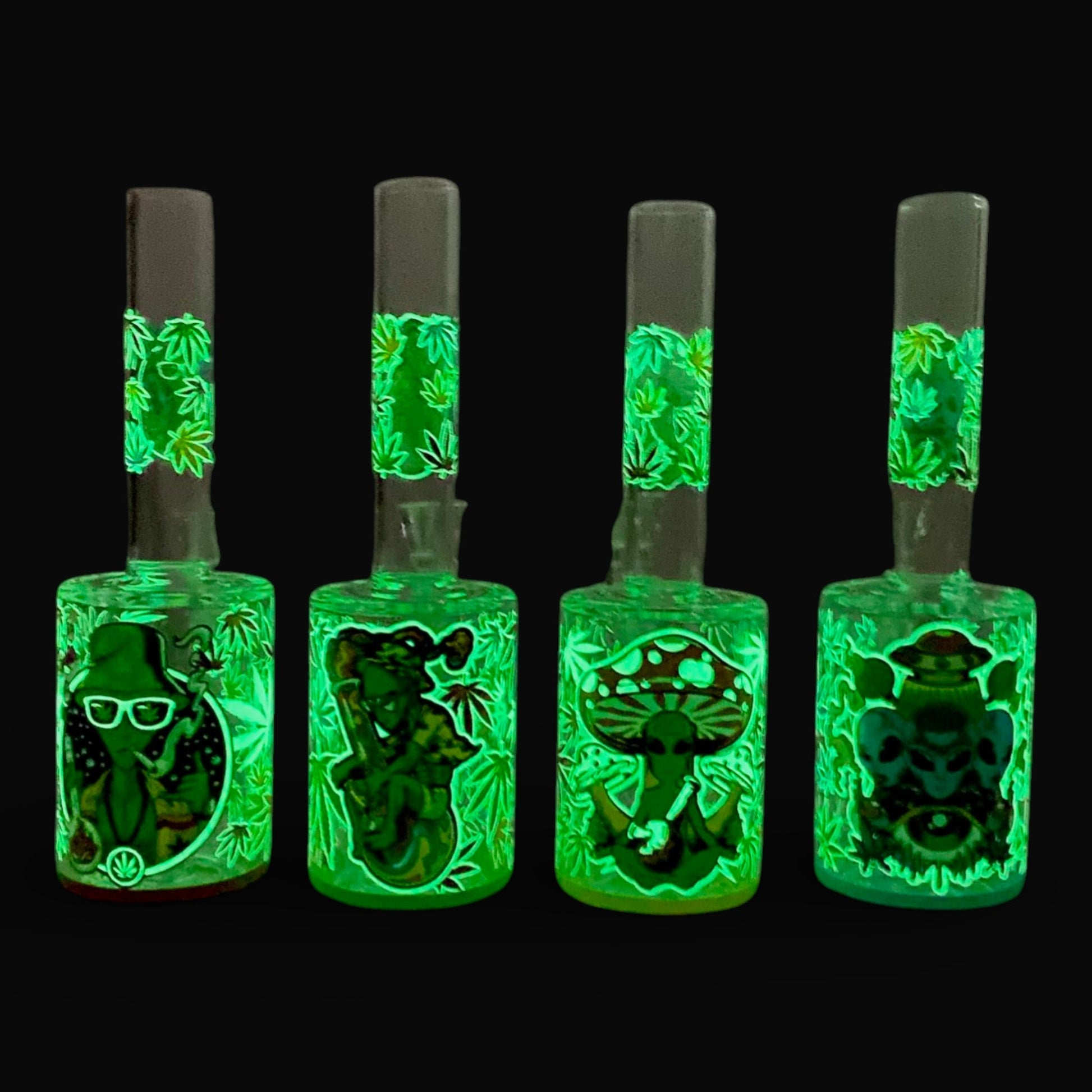 Mushroom Alien Glow in Dark Mini Barrel Bong 17cm - The Bong Baron